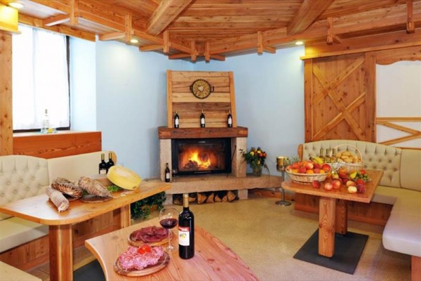 Zewnętrzne jacuzzi z widokiem na ośnieżone góry i las.